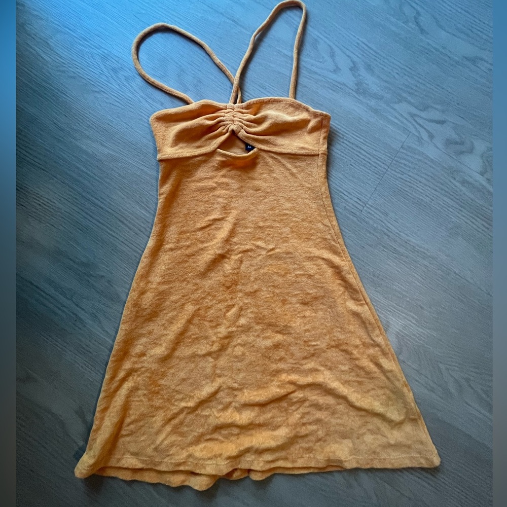 Orange Terry Cloth Mini Dress